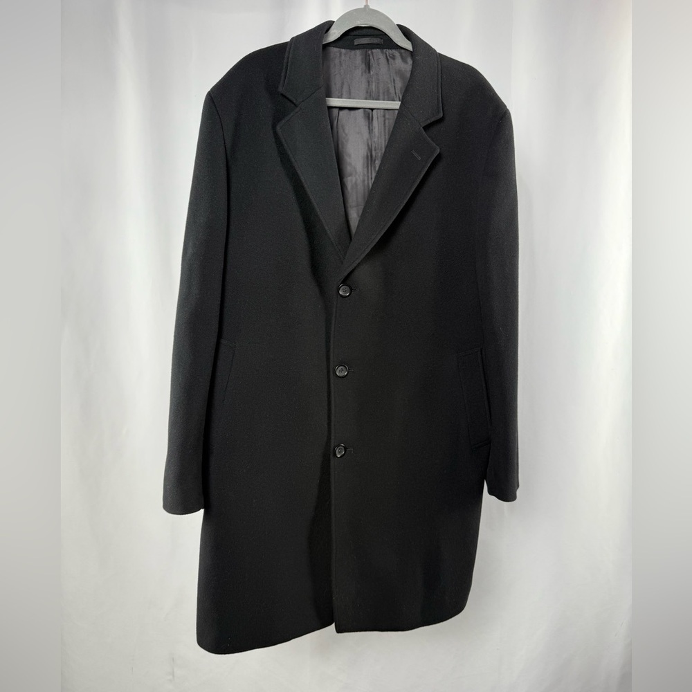 Joseph Abboud Wool Cashmere 3 Button Overcoat in Black Size 46L